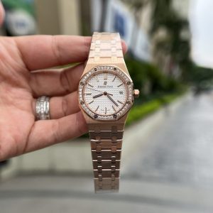 audemars piguet royal oak 34mm rose gold with white dial 