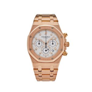 audemars piguet royal oak chronograph rose gold white dial 