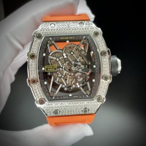 richard mille rm35 02 watch with orange rubber strap 44mm 