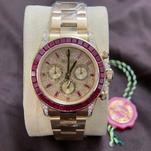 rolex cosmograph daytona 126598tru replica watch 18k solid gold + ruby + natural diamonds 40mm 