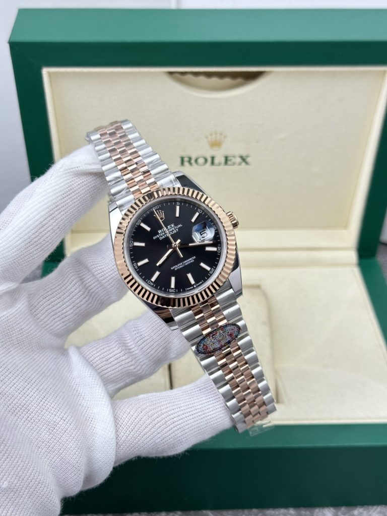 rolex datejust 126331 demi rose gold black dial clean factory 41mm rolex datejust 126331 demi rose gold black dial clean factory 41mm