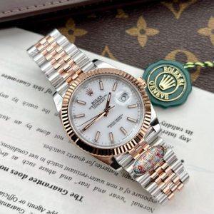 rolex datejust 126331 demi rose gold white dial clean factory 41mm 