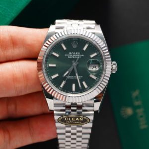 rolex datejust 126334 green dial clean factory 41mm 