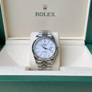 rolex datejust 126334 white enamel clean factory 41mm 