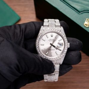 rolex datejust 126334 with full diamond moissanite 41mm 