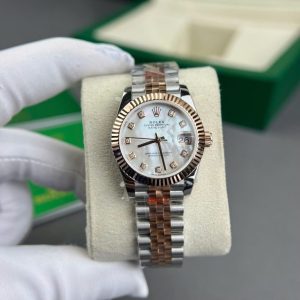 rolex datejust 31mm gold wrapped with mother of pearl dial and natural diamond markers gm factory 