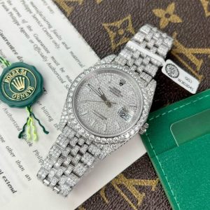 rolex datejust custom full diamonds moissanite 41mm 