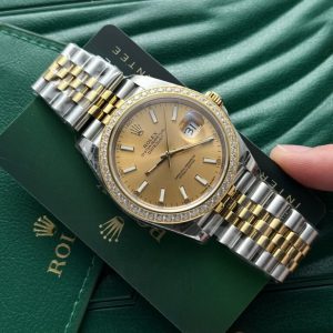 rolex datejust demi gold diamonds bezel ew factory 36/41mm 
