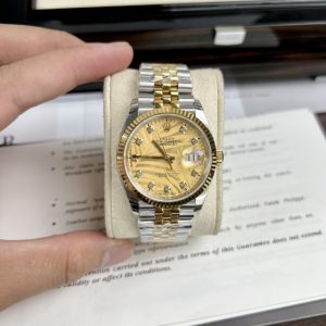 rolex datejust demi gold jubilee strap ew factory 36/41mm 