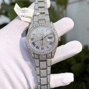 rolex datejust full moissanite diamonds custom 41mm 