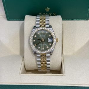 rolex datejust moissanite diamond green dial 31mm 