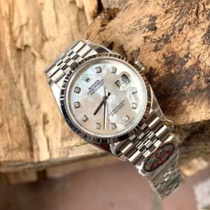 rolex datejust natural mother of pearl dial moissanite markers 41mm 