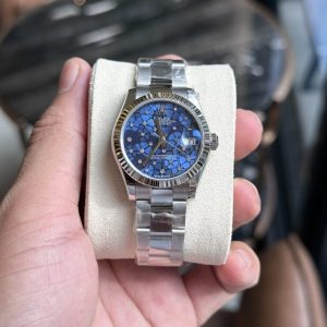 rolex datejust womens watch 11 blue leaf dial 31mm 