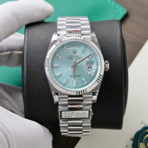 rolex day date 128236 dial ice blue weight 158gram qf factory 36mm 