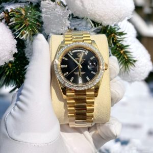rolex day date 228238 18k gold wrapped moissanite bezel gm 40mm 