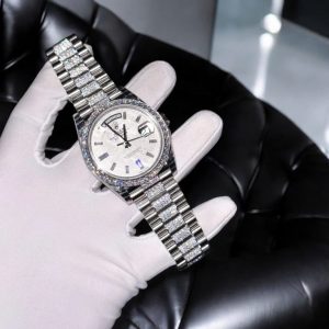 rolex day date 40mm meteorite dial with moissanite diamonds (custom) 