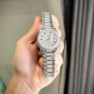 rolex day date custom moissanite diamonds 36mm 
