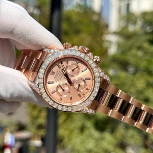 rolex daytona 126595tbr replica watch custom gold wrapped and moissanite diamonds 40mm