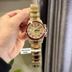 rolex daytona 126598tru 40mm custom gold wrapped with ruby and moissanite diamonds 
