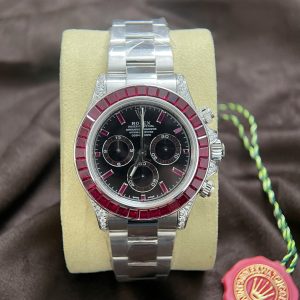 rolex daytona 126599tru replica watch 18k solid gold + natural ruby + natural diamonds custom 40mm 