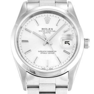 rolex oyster perpetual date 34mm silver dial