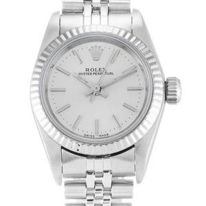 rolex oyster perpetual lady 24mm silver dial