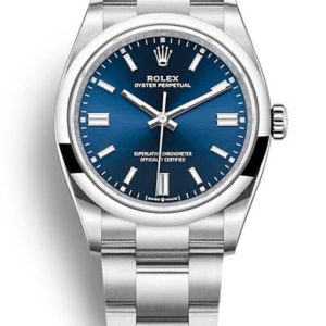 rolex oyster perpetual lady 36mm blue dial 