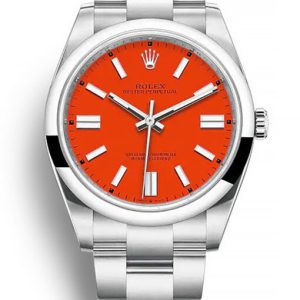 rolex oyster perpetual lady 36mm coral red dial 