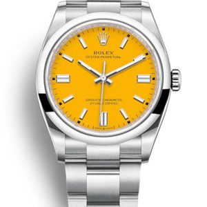 rolex oyster perpetual lady 36mm yellow dial 