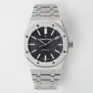 royal oak 15410 frosted ss/ss black textured dial apsf sa3120 super clone 
