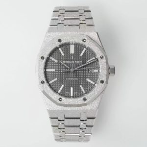 royal oak 15410 frosted ss/ss grey textured dial apsf sa3120 super clone 