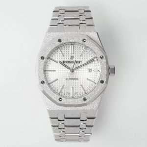 royal oak 15410 frosted ss/ss white textured dial apsf sa3120 super clone 