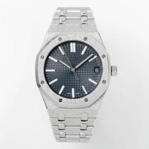 royal oak 15510 41mm frosted ss/ss blue textured dial apsf a4302 super clone 