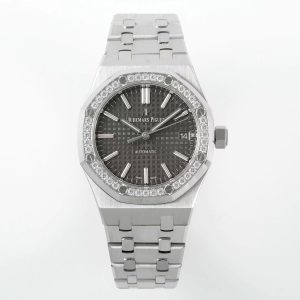 royal oak 37mm 15451 ss apsf 1:1 best edition gray textured dial on ss bracelet sa3120 super clone 