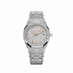  royal oak frosted white gold crystal sand dial  
