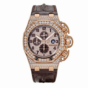  royal oak offshore chronograph rose gold pave diamond dial  