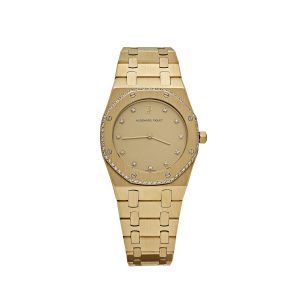Home royal oak yellow gold diamond dial diamond bezel quartz